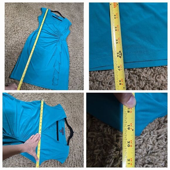 "American Living" Elegant Teal Draped Dress, Size 14. - Picture 7 of 12